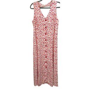 VTG Carol Anderson Dress Sz 14 Cottagecore Tea Garden Floral Button Front 80s